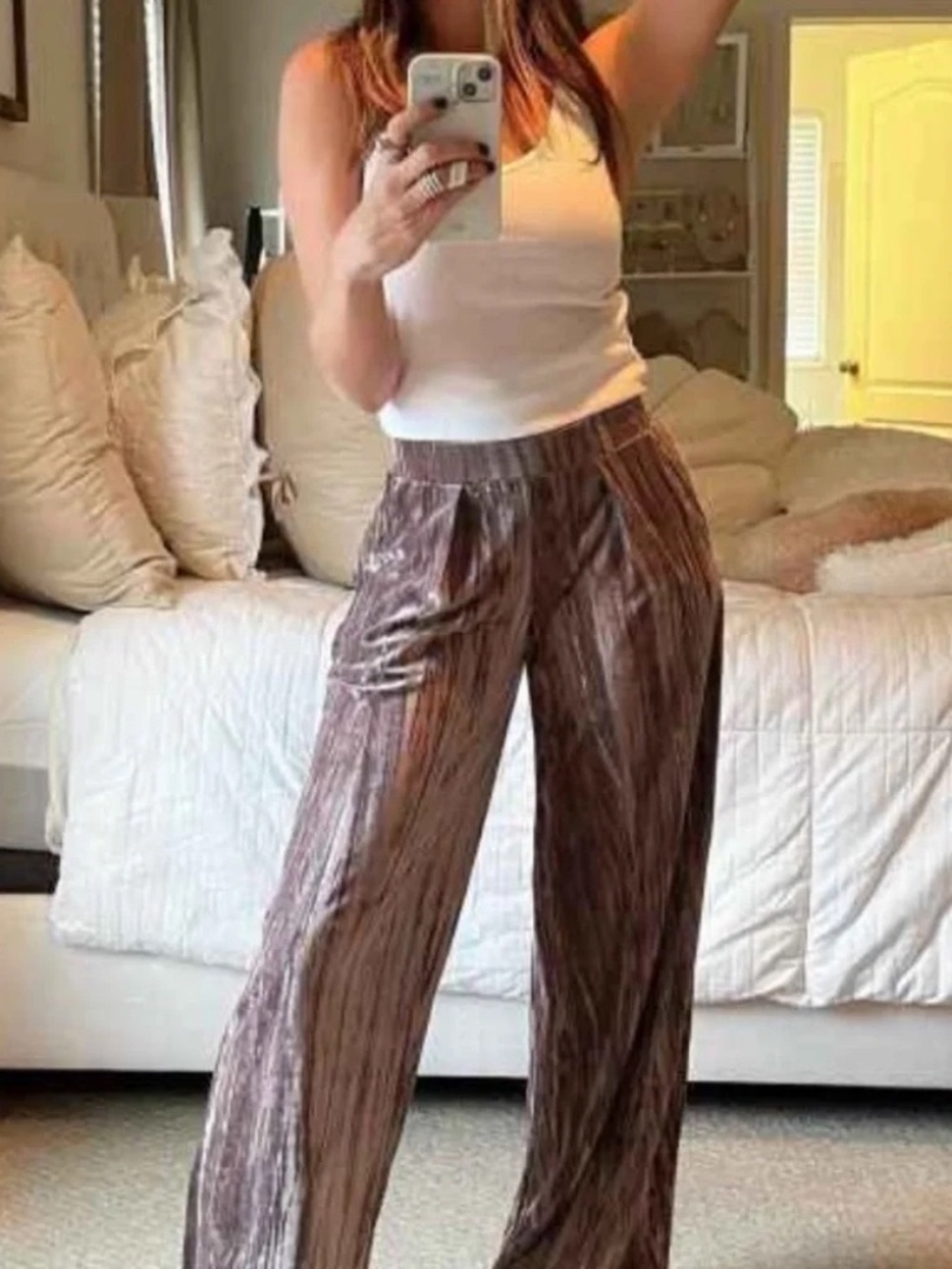 A New Day Women's Velvet Wide-Leg Pants in Brown in size Large